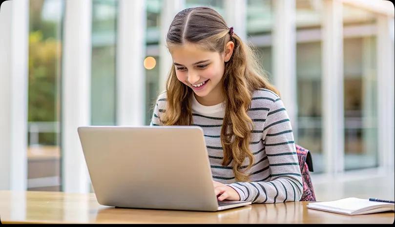 Student using laptop for math homework