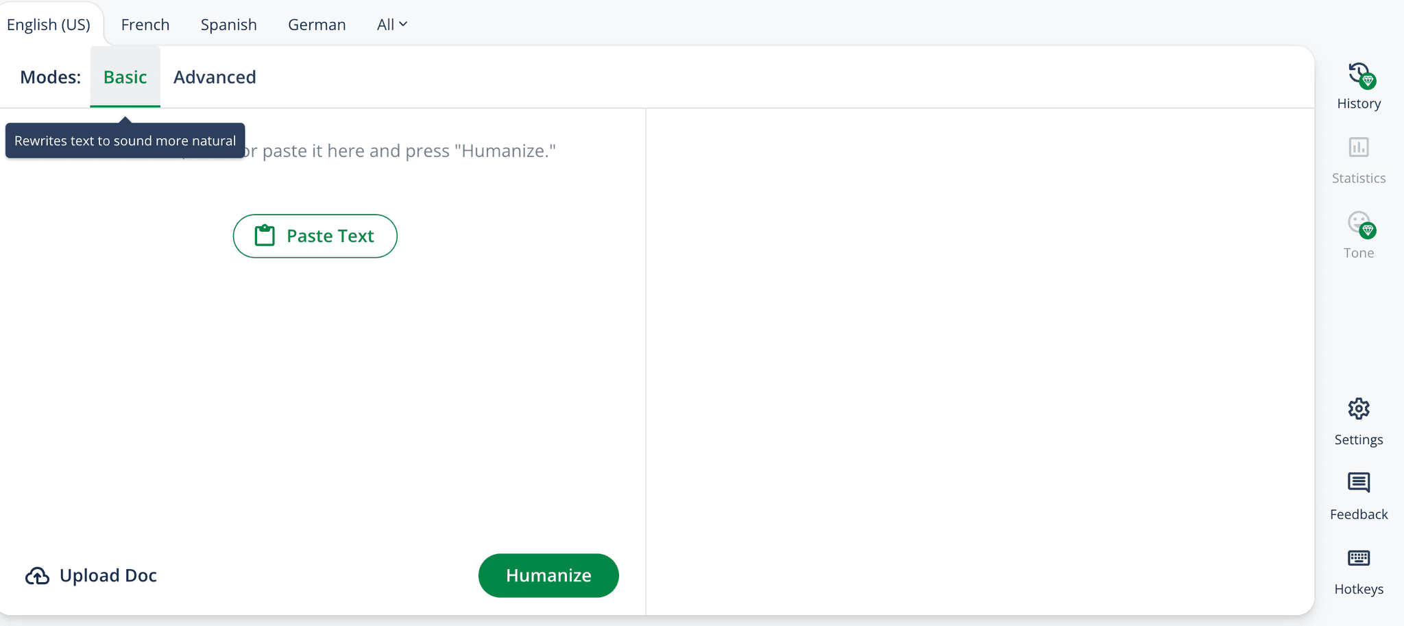 Humanize AI Text - Basic Mode