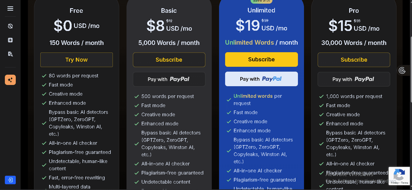 BypassGPT Pricing