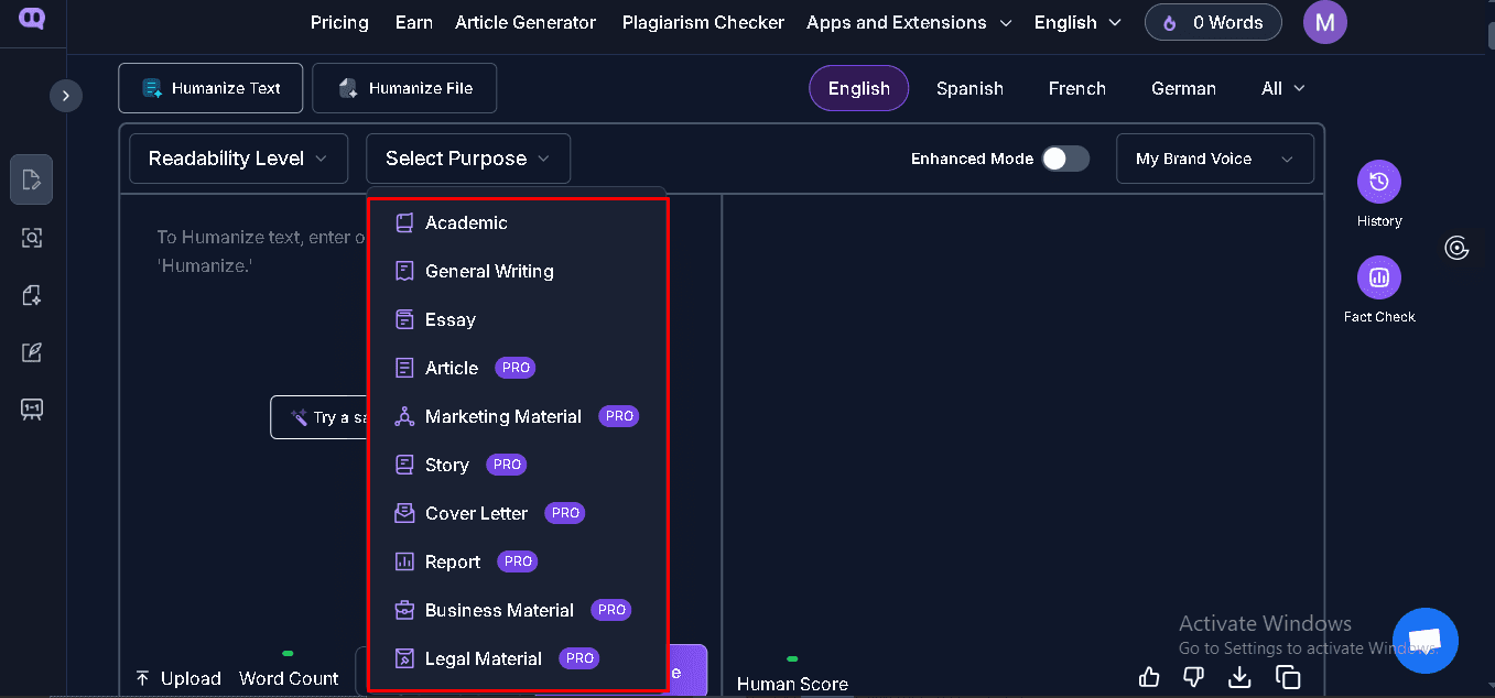 AI Text Humanize Tone Control