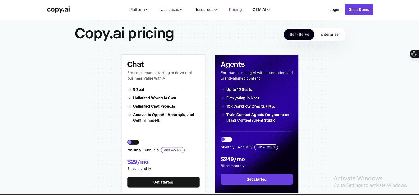 Copy.ai's Pricing