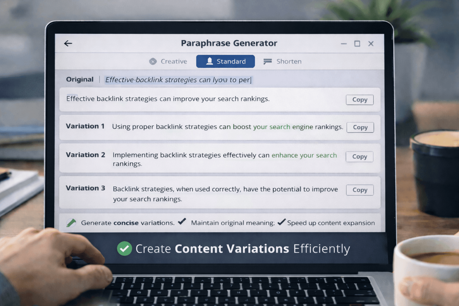 Paraphrase Generator — Create Content Variations Efficiently