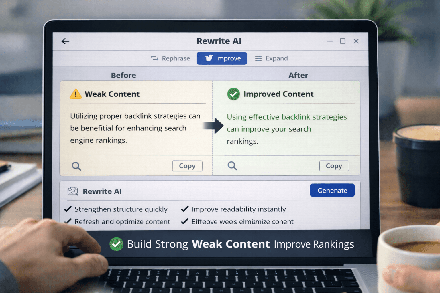 Rewrite AI — Strengthen Weak Content and Improve Rankings
