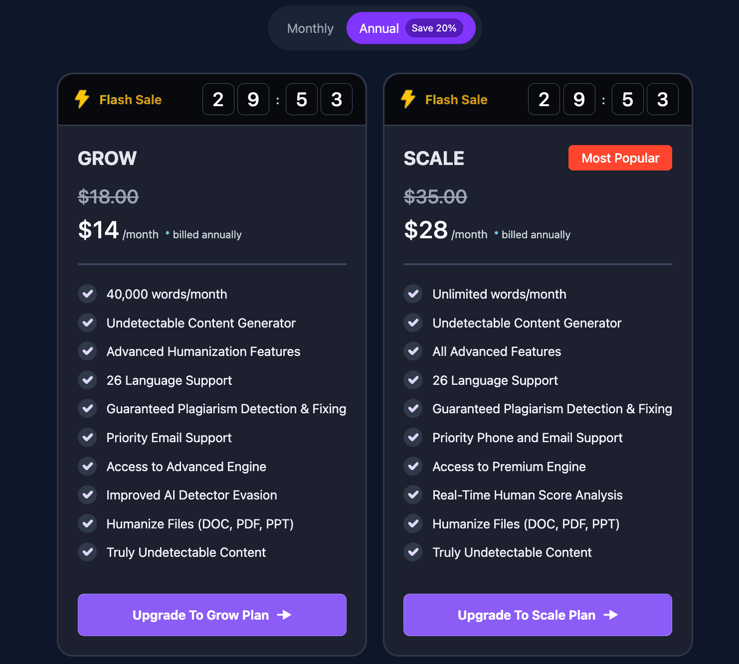 Humanize AI Text Pricing